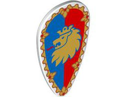 Minifigure, Shield Oval with Gold Border and Lion Head on Blue and Red Background Pattern, White (2586pb012 6490660)
