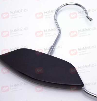 AM030B (SHL030B) Вешалка металлическая с зажимами для брюк и юбок с деревянной вставкой цвет: черный