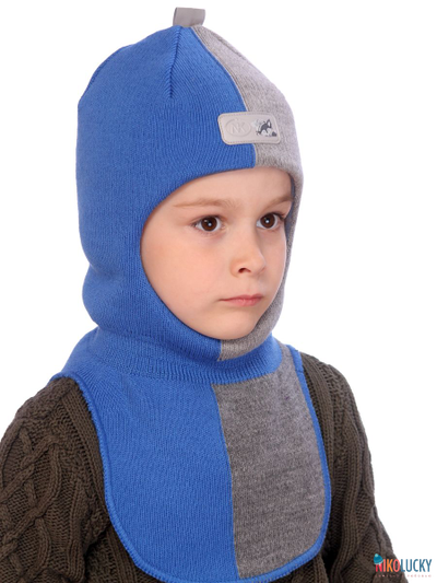 Шапка-шлем  21101-03, цвет ярко-синий,серый р. 48-50