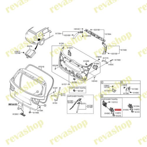 Привод защелки задней двери для Sorento 2016-2020 81230C5100 Спецификация: Тип: привод защелки задне