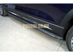 Пороги алюминиевые с пластиковой накладкой (карбон черные) 1920 мм ТСС для Jetour X90 Plus 2WD 2023-