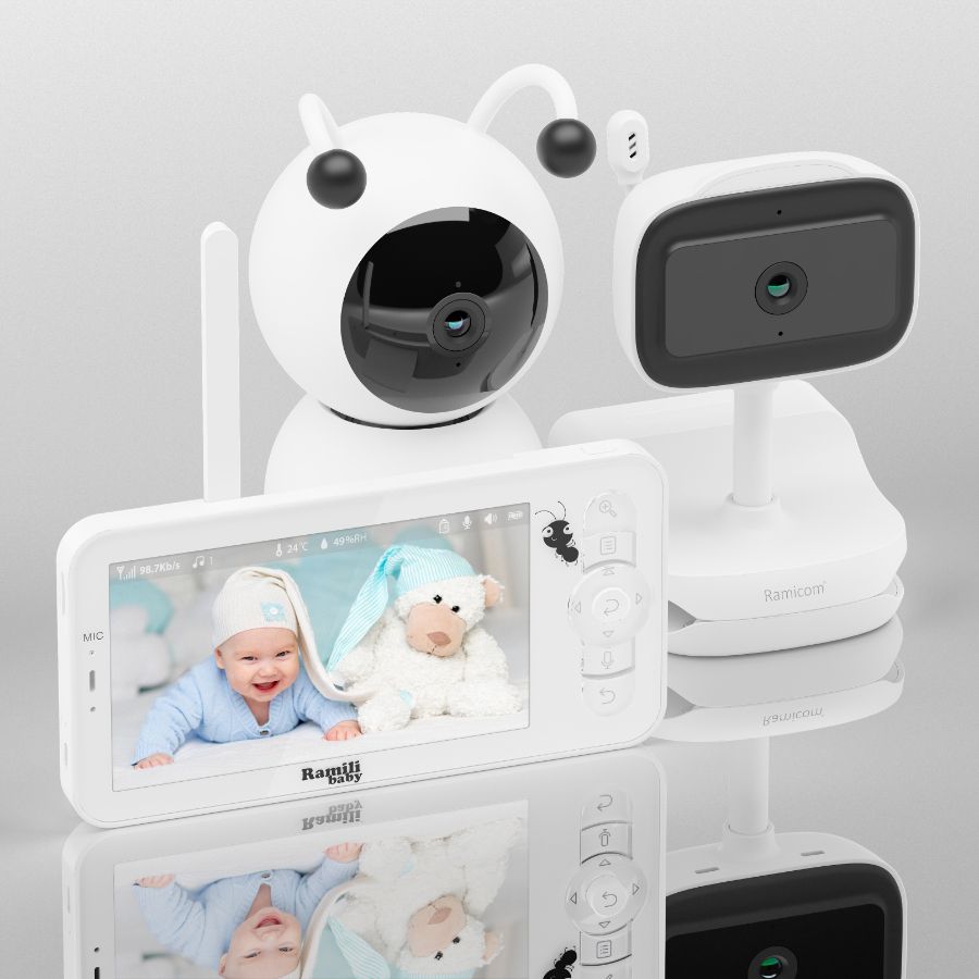 Wi-Fi 2K Видеоняня Ramili Baby RV100VRC400C, монитор и 1 поворотная и 1 фиксированная видеокамера, д