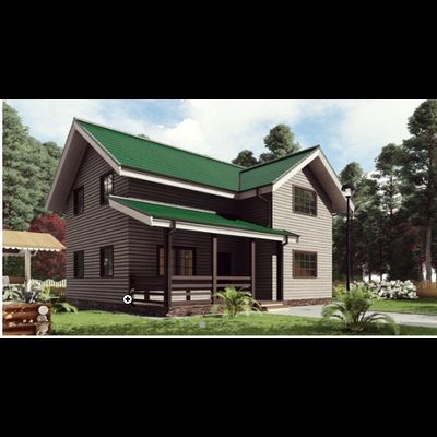 Одноэтажный каркасный дом с мансардой с тремя спальнями 130м² (SK75)