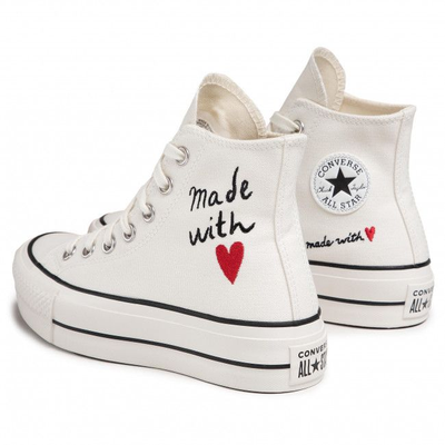 Белые Высокие на платформе Кеды Converse All Star Lift "Made With Love" 571119C