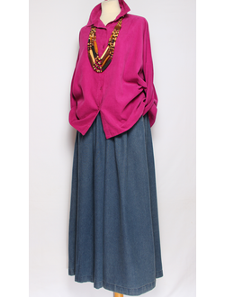 Рубашка вельветовая "Спущенный рукав"фуксия р.46-52