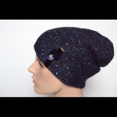 Синяя меланжевая шапка с украшением Vizio Италия 6926 CL