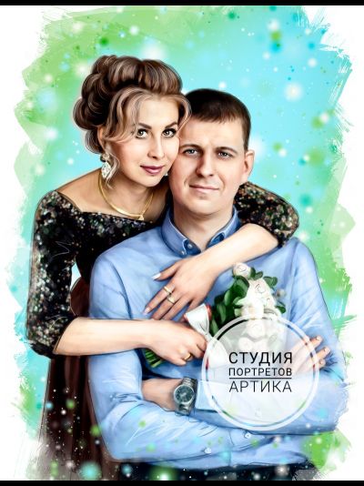 Портрет в Стиле Реализм 2 Человека