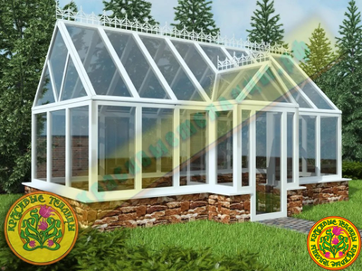 Зимняя английская теплица с холлом МАТИЛЬДА размером 6000 х 3000 мм