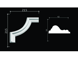 Угловой элемент DECOR-DIZAYN C1-DD301 к молдингу DD301, из дюрополимера, под покраску, 4шт