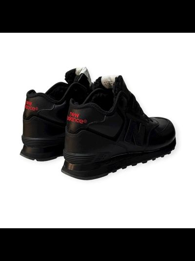 New Balance 574 leather Black  С Мехом