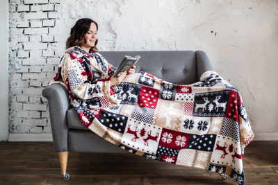 Зимние узоры и Грелка шарф Бежевая