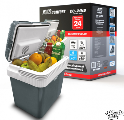 Автомобильный холодильник CC-24NB AVS, 24 л, 12В/220В