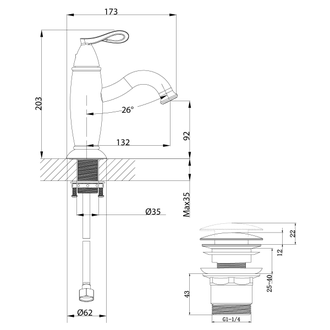 Смеситель для раковины Prime LM6106BRG