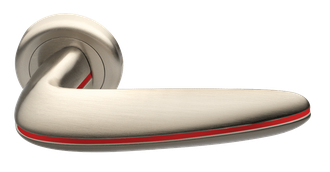Дверные ручки Morelli Luxury SUNRISE NIS/ROSSO Цвет - Матовый никель/с красной вставкой