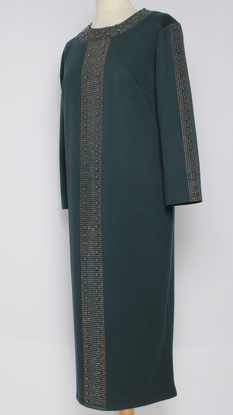 КОСТЮМ  "ДВОЙКА" платье и жилет малахит  р.50-56