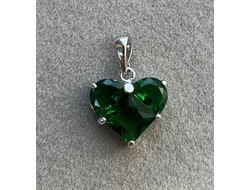 Подвес сердце родий/циркон 13х14мм