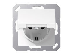 Jung A1520KLWW Розетка немецкий стандарт с крышкой, цвет белый