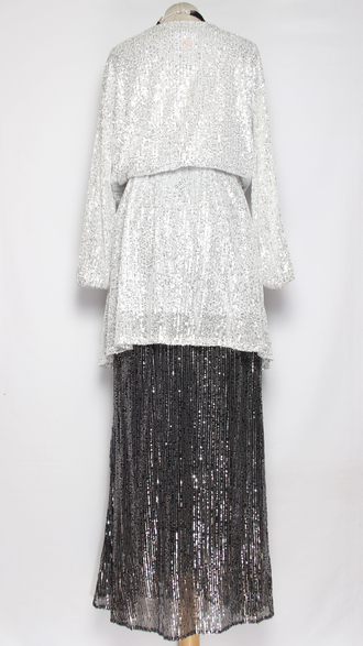 ПЛАТЬЕ-ТУНИКА НАРЯДНОЕ "РАСКЛЕШЕННОЕ ПАЙЕТКИ" белое р.46,50,52