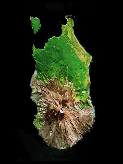 Картина обогреватель, спутниковое фото Пика Сарычева