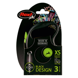 Flexi рулетка Black Design XS (до 8 кг) 3 м трос черный/зеленый