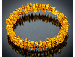 Браслет из желтого янтаря, двойной , безразмерный