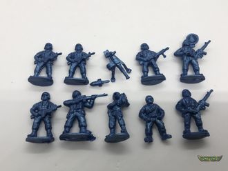 Пехотинцы 9 фигур - 45 мм - синий полиэтилен. Читайте описание.