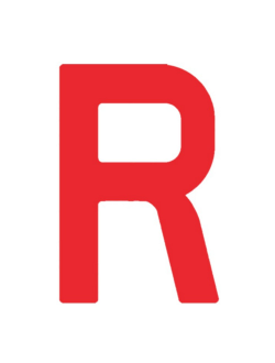 Регистрационная буква "R" из самоклеящейся ткани Bainbridge SL300RDR 300 мм красная, 2 штуки