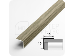 Алюминиевый отделочный уголок Лука УП 15х15мм. клен северный