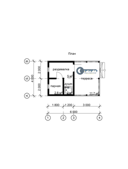 Б-17 ГАБАРИТНЫЕ РАЗМЕРЫ: (6Х4М) 1 ЭТАЖ, ОБЩАЯ ПЛОЩАДЬ: 24М²