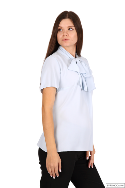 Блузка женская голубая с бантом 14X55K-037 Pretty One (р. 32 / 38 RU)