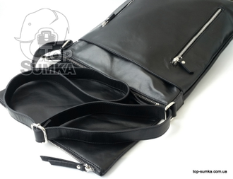 Мужская кожаная большая сумка-планшет Florence FL 322 black. Формат А4.