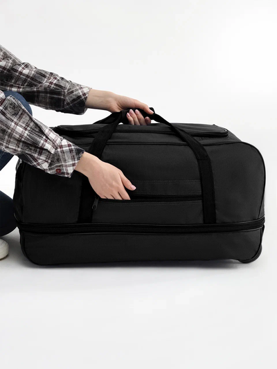 Дорожная сумка на колесах с выдвижной ручкой, черная