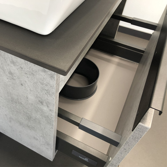 Тумба-умывальник "Эдинбург-60" бетон светлый с черной столешницей, с раковиной  COMFORTY 9111