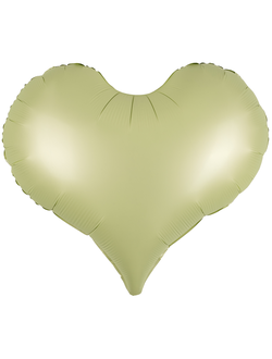 Шар (24''/61 см) Сердце, Люкс, Оливковый, Сатин