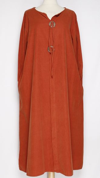 Платье  Бохо "Вельвет-пуговицы " терракотовое до р.54