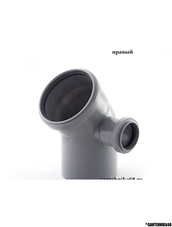 Отвод угол канализационный 110 с выходом на 50 под 45гр. правый левый Политэк