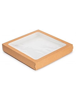 Коробка кондитерская с окном (крафт), 260*260*40мм