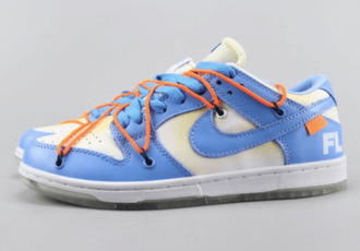 Nike SB Dunk Off White x (Синие с белым) сбоку