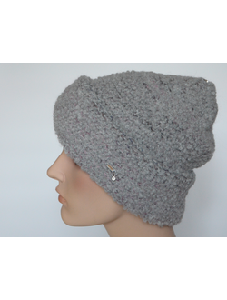 Шапка серая с отворотом вязаная из альпака Vizio Италия 7007 CRY