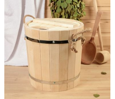 Запарник из липы, пластиковая вставка, 13л, с крышкой