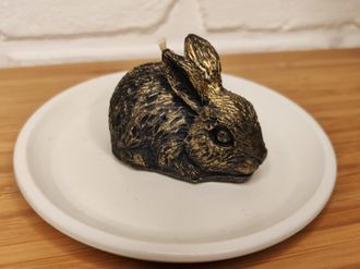 Свеча "Кролик" черная с золотом, 1 шт., 4 x 6,5 см