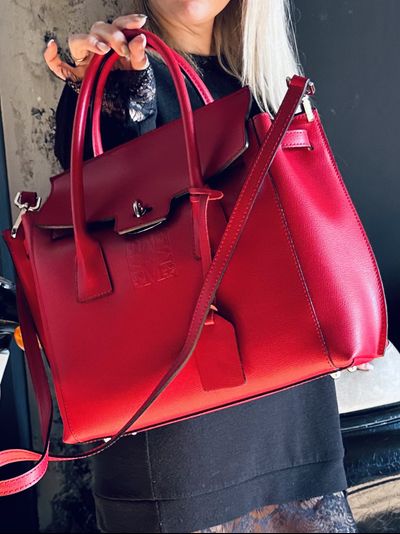 Женская форматная сумка из натуральной кожи, цвет красный рубин, Vera Pelle  Арт.022032