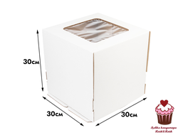 Коробка для торта С ОКНОМ гофрокартон 30х30х30 см