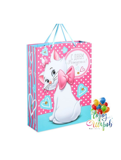 Пакет ламинированный вертикальный "С Днем рождения, милая девочка!", Коты аристократы, 23 х 27 х 11.5 см