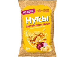 Картофельные чипсы "Пармезан и красный лук", 50г (Нутсы)