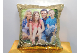 Подушка хамелеон из пайеток с вашим фото с доставкой по России