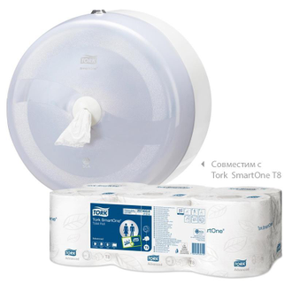 Туалетная бумага в рулонах Tork SmartOne T8 472115/472242 2-слойная 6 рулонов по 207 метров