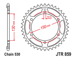Звезда ведомая (47 зуб.) RK B6840-47 (Аналог: JTR859.47) для мотоциклов Yamaha