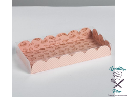 Коробка для кондитерских изделий с PVC-крышкой Bon appetit, 21 × 10,5 × 3 см