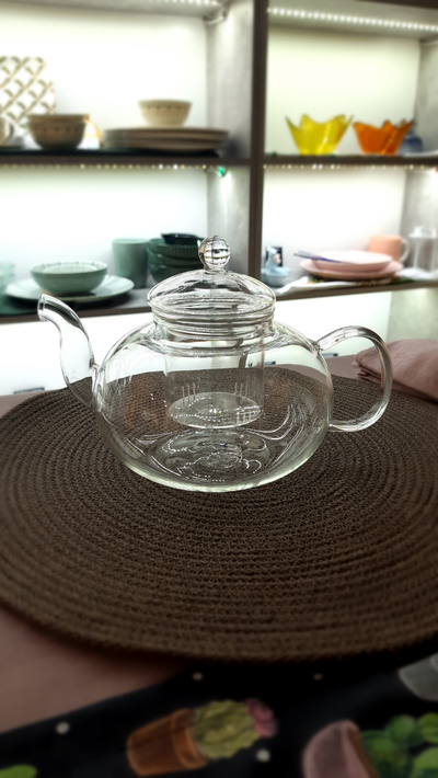 Чайник со стеклянной крышкой и со стеклянной колбой, 400 мл